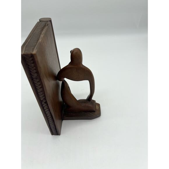 Man Modern Abstract Art Wood Sculture Thinking Book End Tranquility Handcrafted - Picture 12 of 16